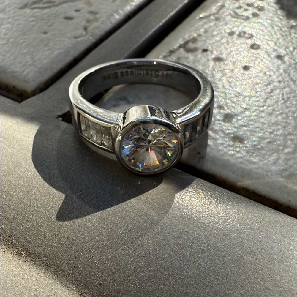 Stainless steel NH Cubic Zirconia ring or engagement ring Michael Valitutti